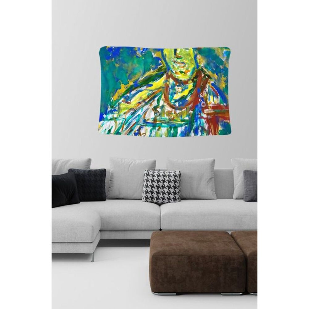 Colorful Grandma Portrait Amelie Wall Tapestry | Vibrant Abstract